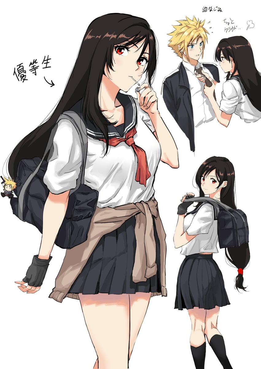 tifa lockhart and cloud strife (final fantasy and 2 more) drawn by yufei1236