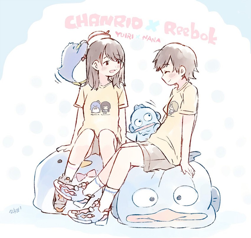 tuxedo sam, hangyodon, okada nana, and murayama yuiri (real life and 2 more) drawn by taneda_yuuta