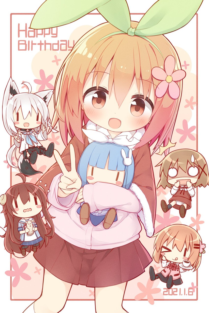 shirakami fubuki, hoto cocoa, yoshida yuuko, yuno, lilith, and 2 more (original and 4 more) drawn by yuune_(ayanepuna)