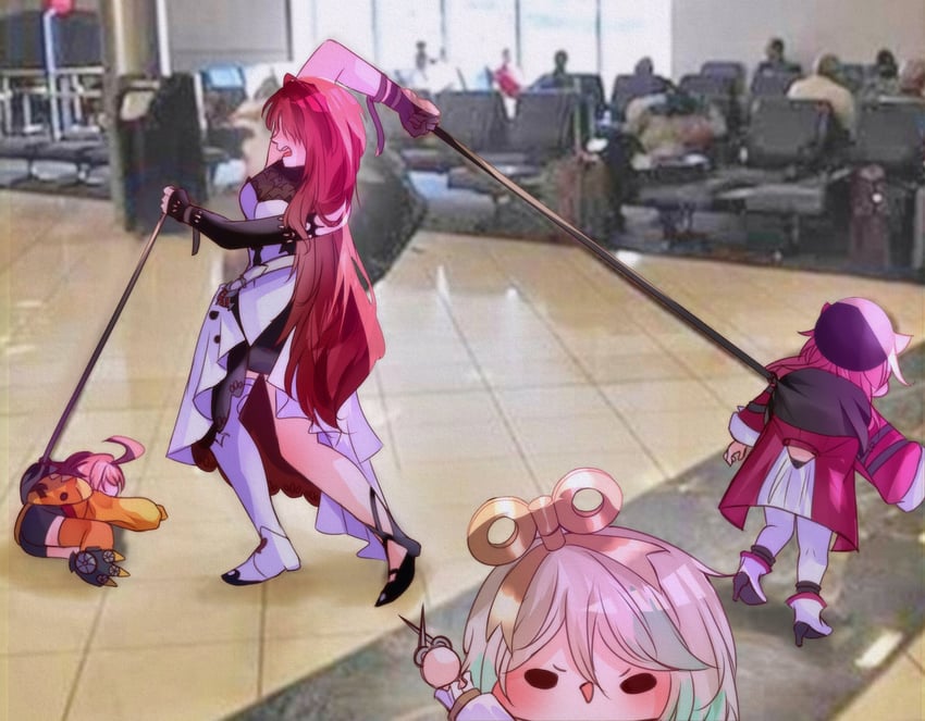 raora panthera, gigi murin, cecilia immergreen, and elizabeth rose bloodflame (hololive and 1 more) drawn by rainingpeanutss