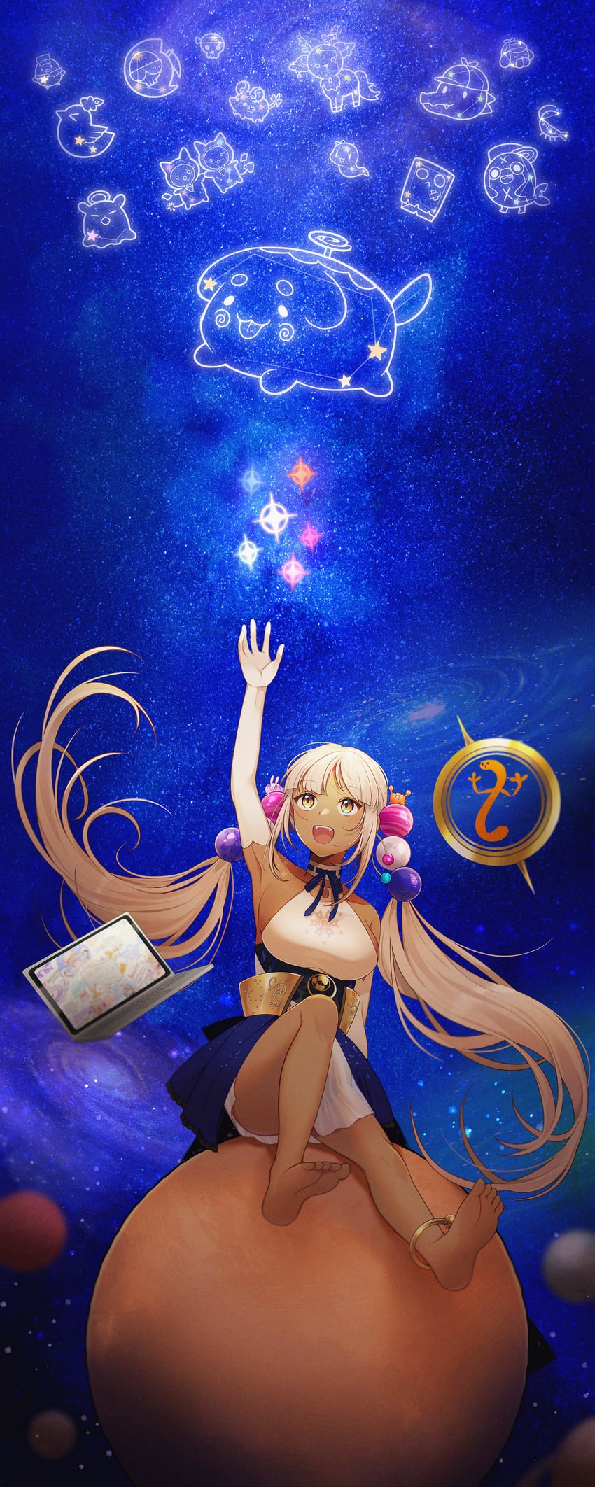 takodachi, bloop, tsukumo sana, friend, mr. squeaks, and 12 more (hololive and 1 more) drawn by mitsumine_(ookami_no_oyashiro)