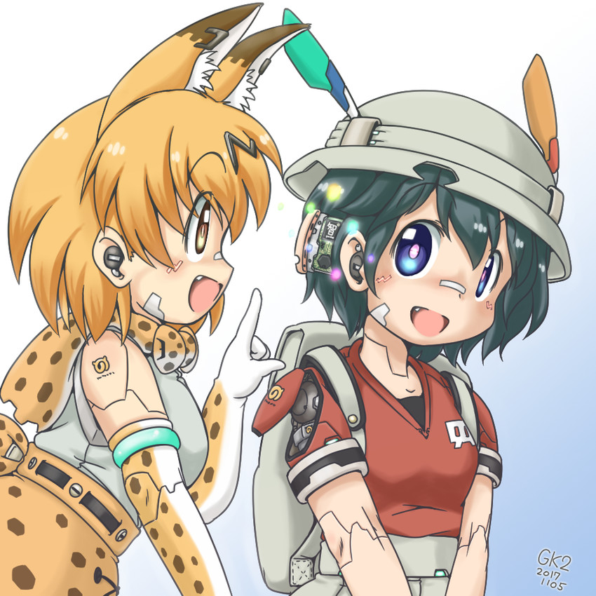 serval and kaban (kemono friends) drawn by gaketsu