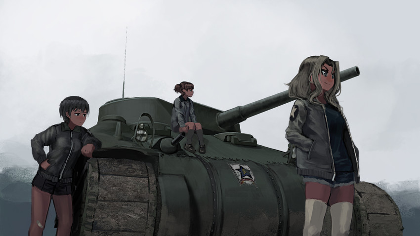 kay, alisa, and naomi (girls und panzer) drawn by furukawa_herzer