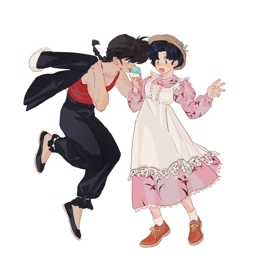 tendou akane and saotome ranma (ranma 1/2) drawn by yuigacyako
