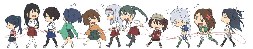kaga, akagi, zuikaku, ryuujou, houshou, and 7 more (kantai collection) drawn by betchan