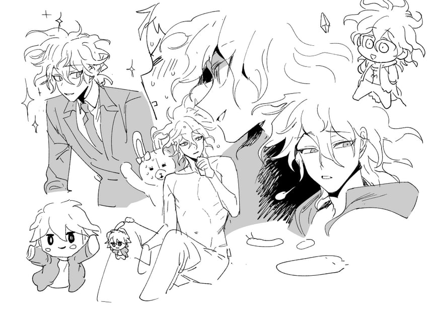 komaeda nagito, hinata hajime, and monomi (danganronpa and 2 more) drawn by uurin