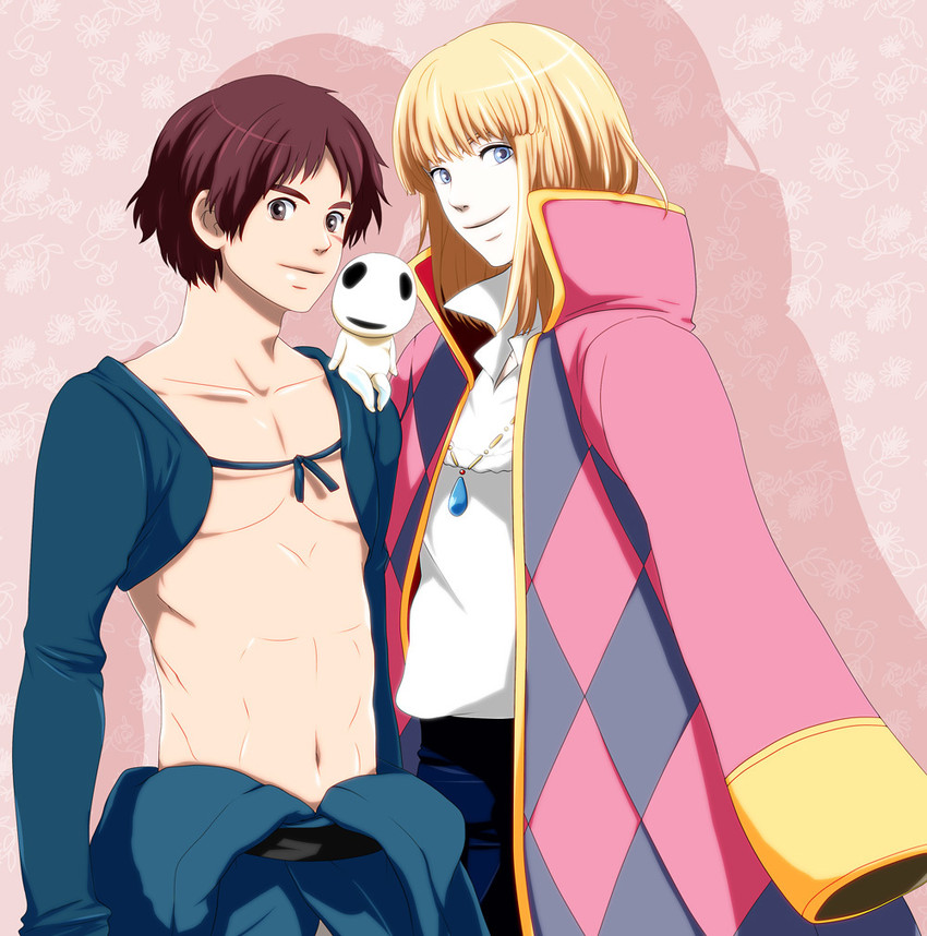 howl pendragon and ashitaka (mononoke hime and 1 more) drawn by ritsu_(heavend)