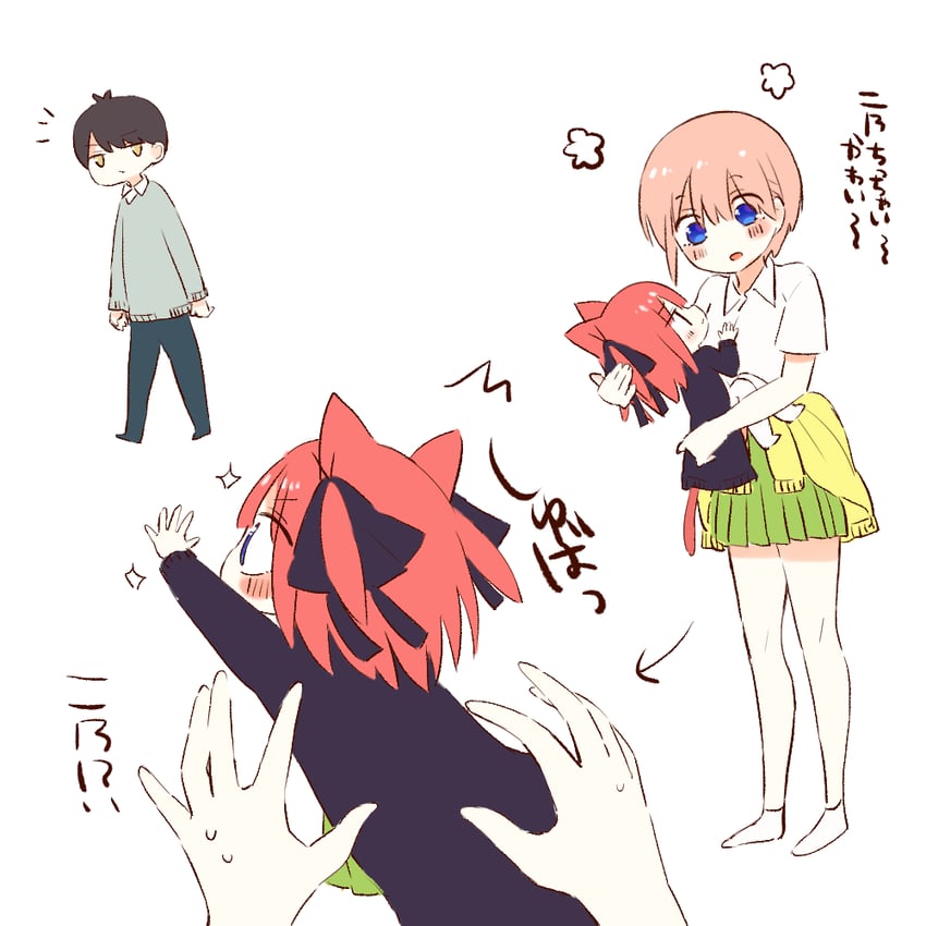 nakano nino, nakano ichika, and uesugi fuutarou (go-toubun no hanayome) drawn by kaimaart