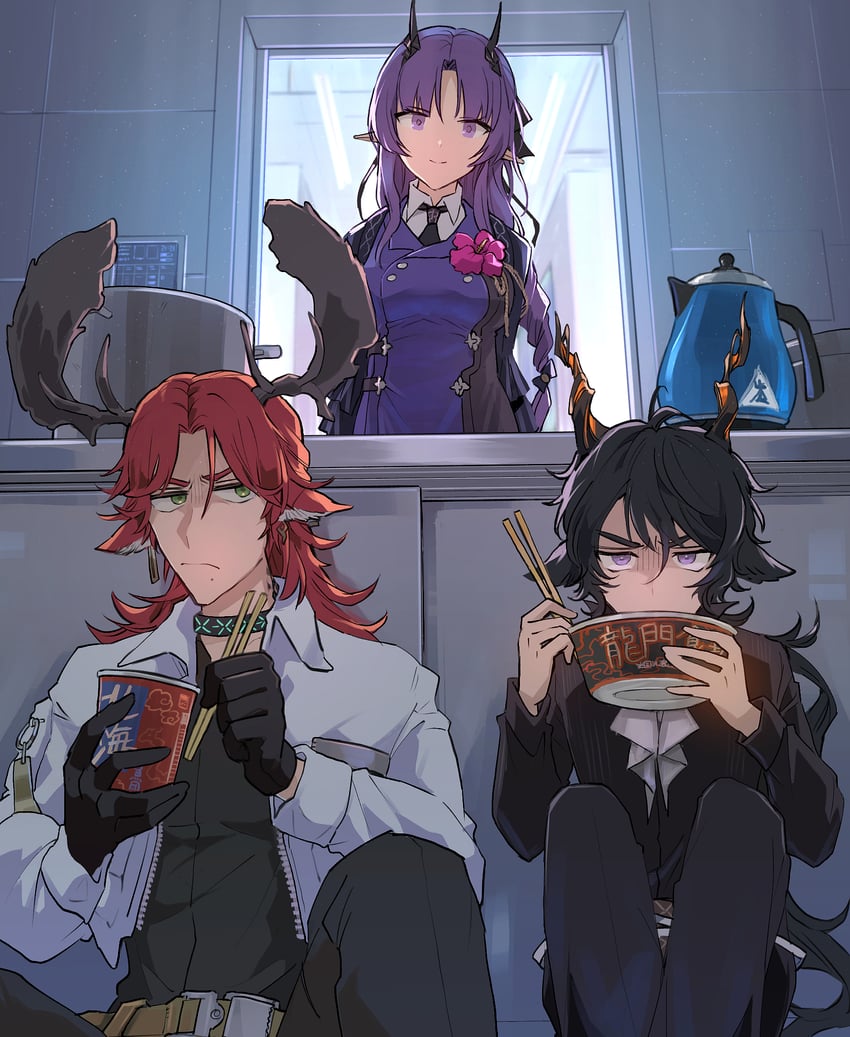 ebenholz, hibiscus, hibiscus the purifier, and czerny (arknights) drawn by noshima