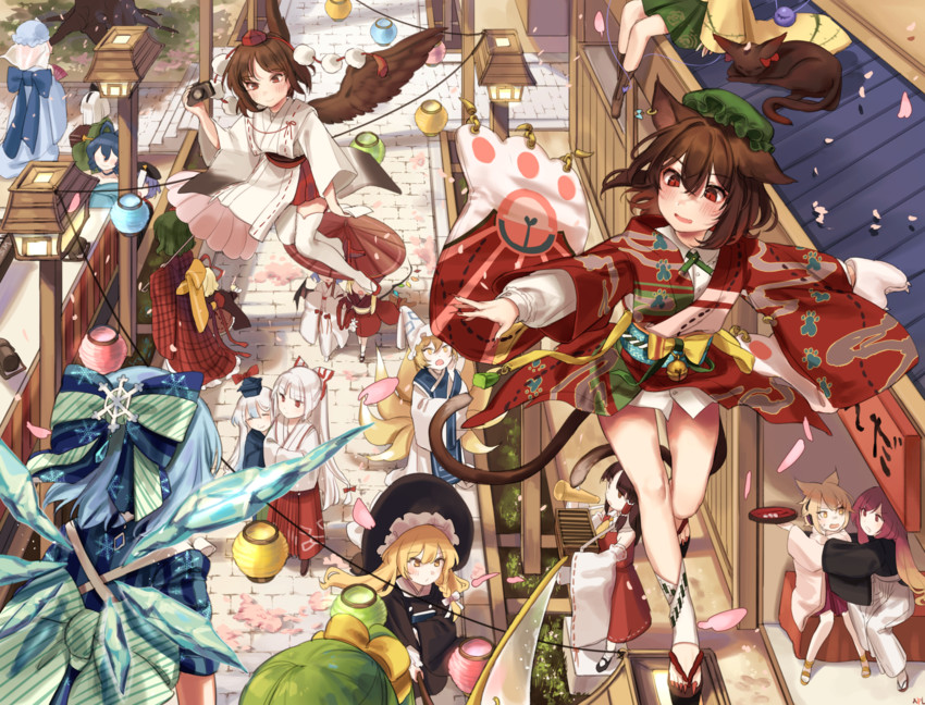 hakurei reimu, kirisame marisa, remilia scarlet, flandre scarlet, komeiji koishi, and 17 more (touhou) drawn by shan
