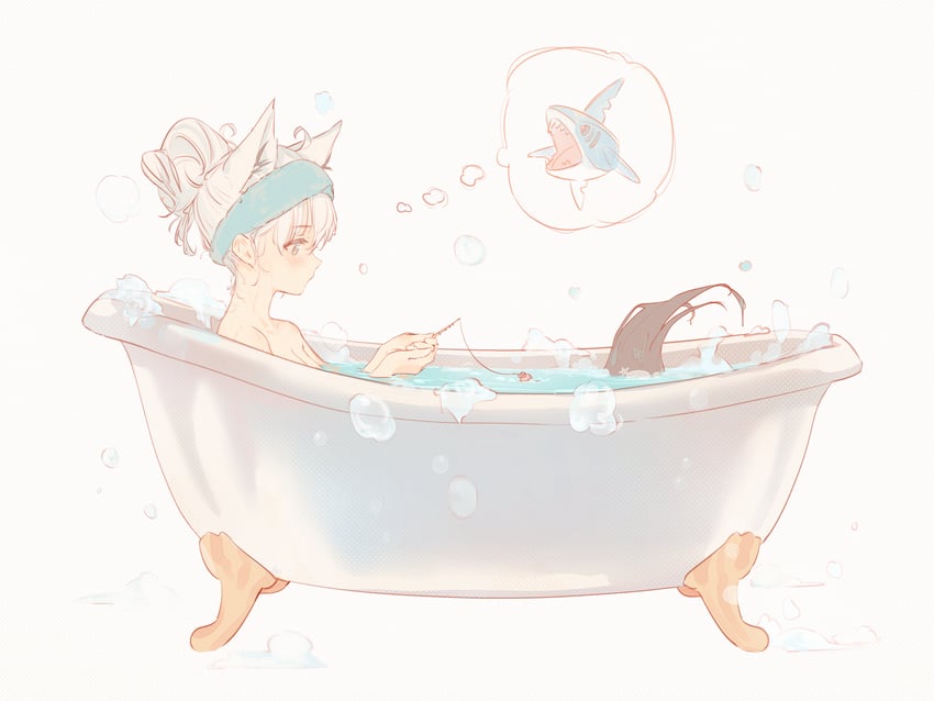 shirakami fubuki and sharpedo (pokemon and 1 more) drawn by hyde_(tabakko)