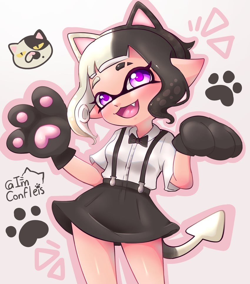 inkling player character, inkling girl, and judd (splatoon) drawn by imconfleis
