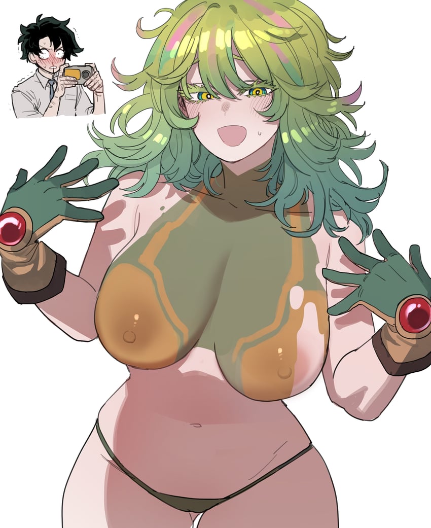 midoriya izuku and hagakure toru (boku no hero academia) drawn by ratatatat74
