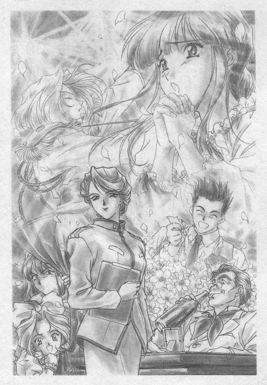 shinguuji sakura, kanzaki sumire, iris chateaubriand, maria tachibana, oogami ichirou, and 3 more (sakura taisen) drawn by okuda_matsuri