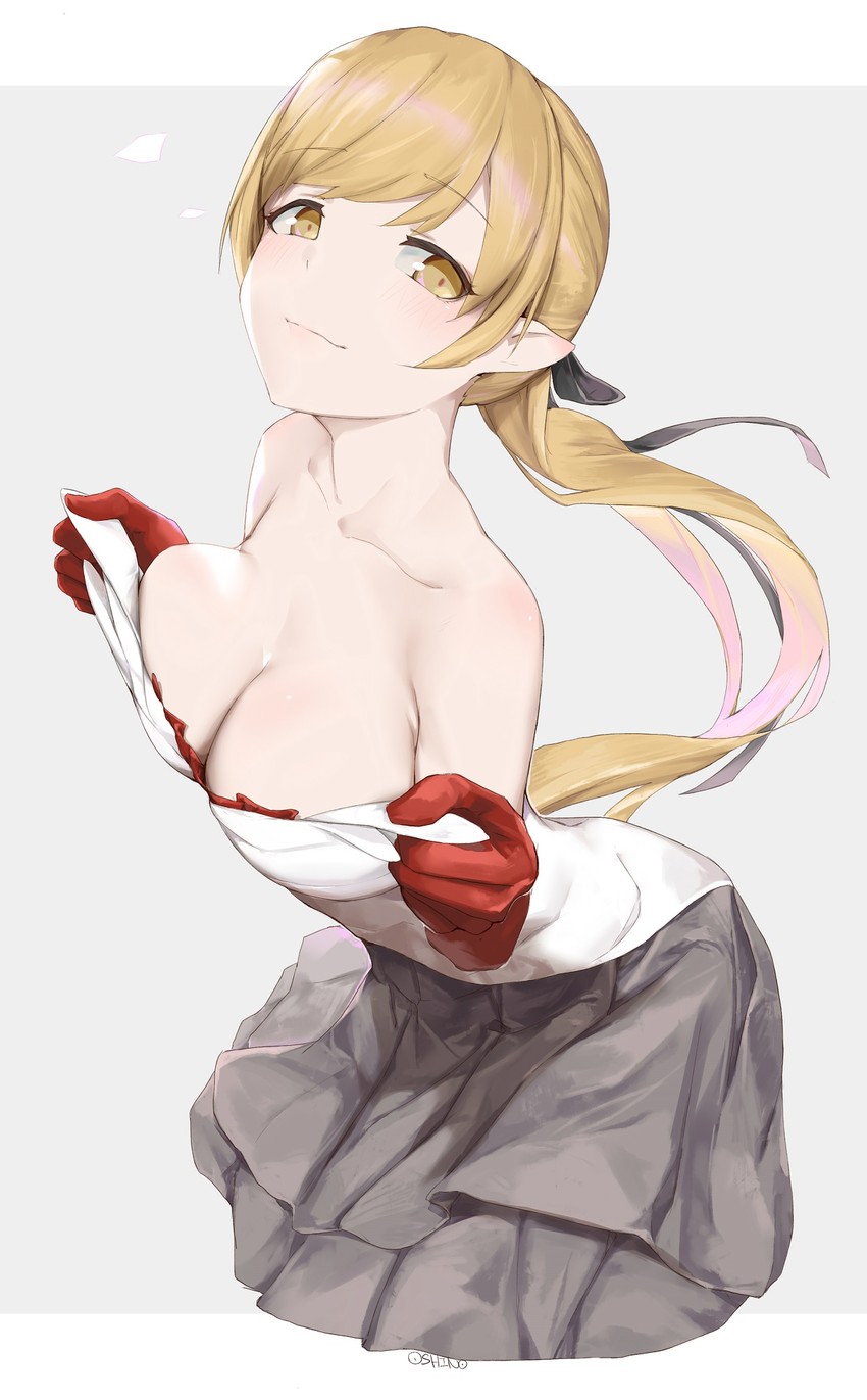 oshino shinobu and kiss-shot acerola-orion heart-under-blade (monogatari and 1 more) drawn by oshino_yeye