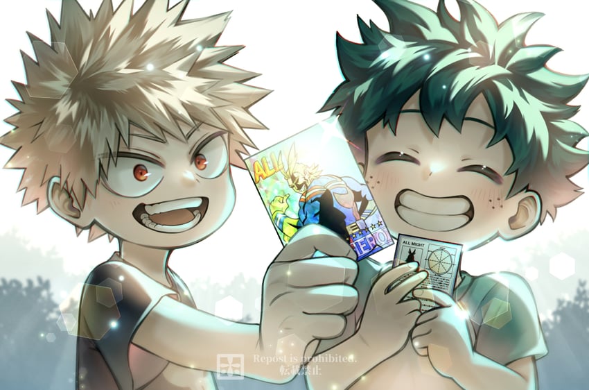 midoriya izuku, bakugou katsuki, and all might (boku no hero academia) drawn by ho_(dotto615)