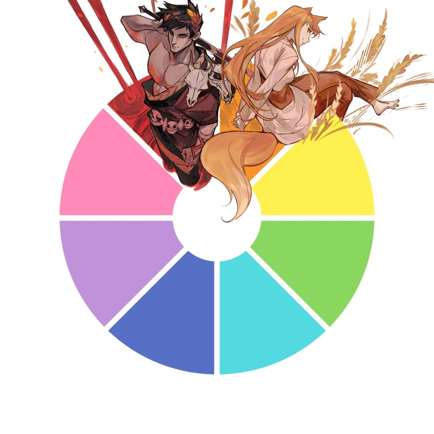holo and zagreus (spice and wolf and 2 more) drawn by kaneblob