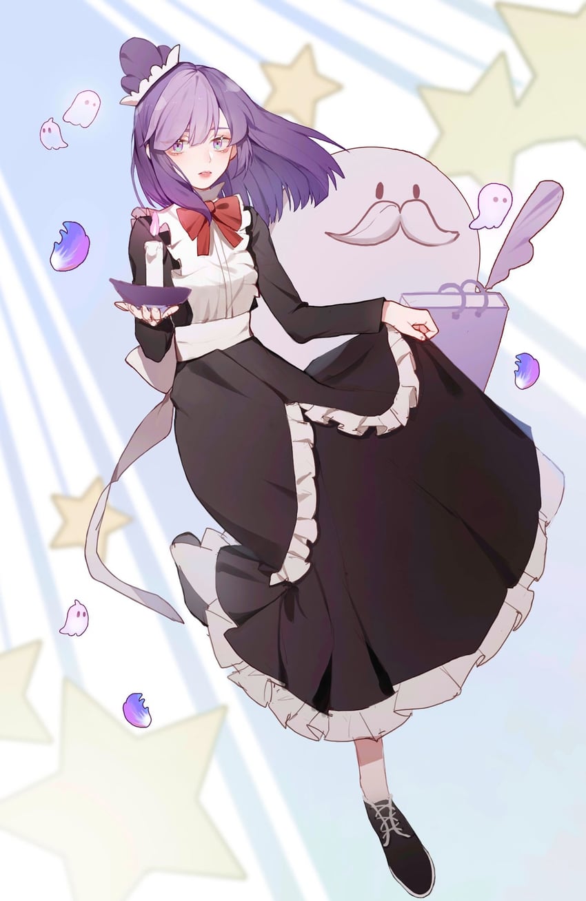 blackberry cookie and ghost butler (cookie run and 1 more) drawn by rina_(pipi58293333)
