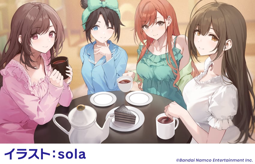 kuwayama chiyuki, tsukioka kogane, arisugawa natsuha, and mitsumine yuika (idolmaster and 1 more) drawn by sola_(solo0730)