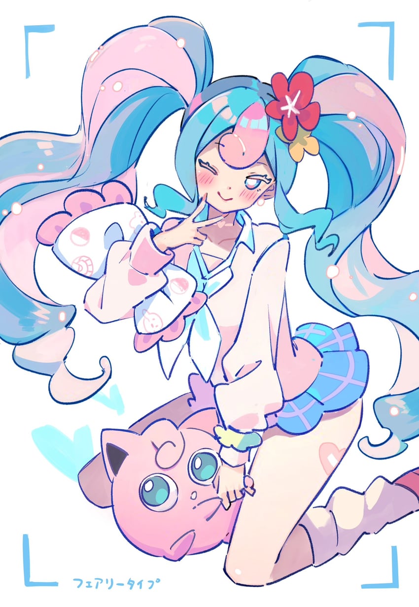 hatsune miku, jigglypuff, and fairy miku (pokemon and 2 more) drawn by lllll_(llllla3434)