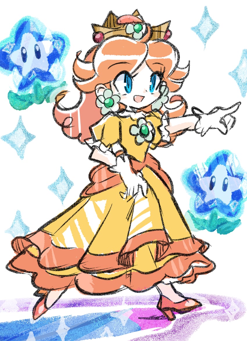 princess daisy (mario and 1 more) drawn by rakugaki_shitagari-ya