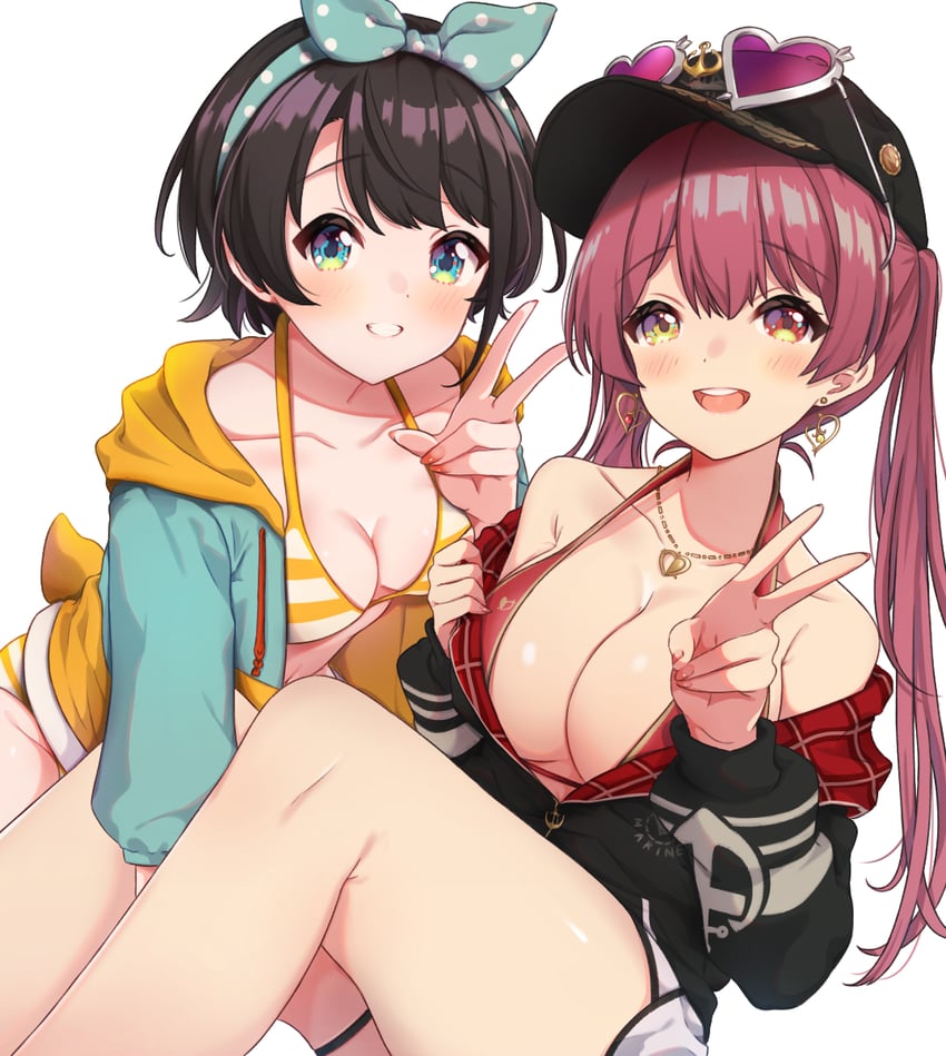 houshou marine and oozora subaru (hololive) drawn by suzushika_(13_96)