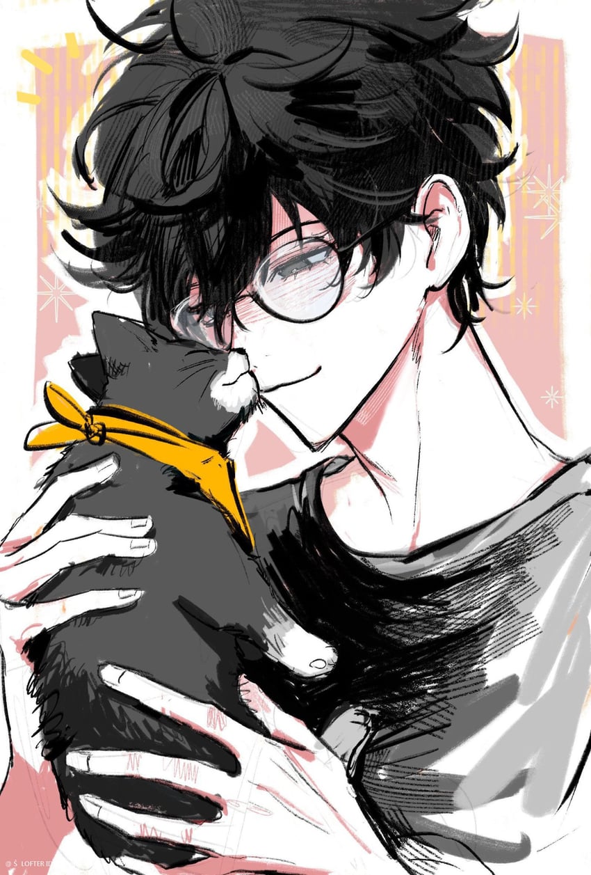 amamiya ren and morgana (persona and 1 more) drawn by e666lofter4
