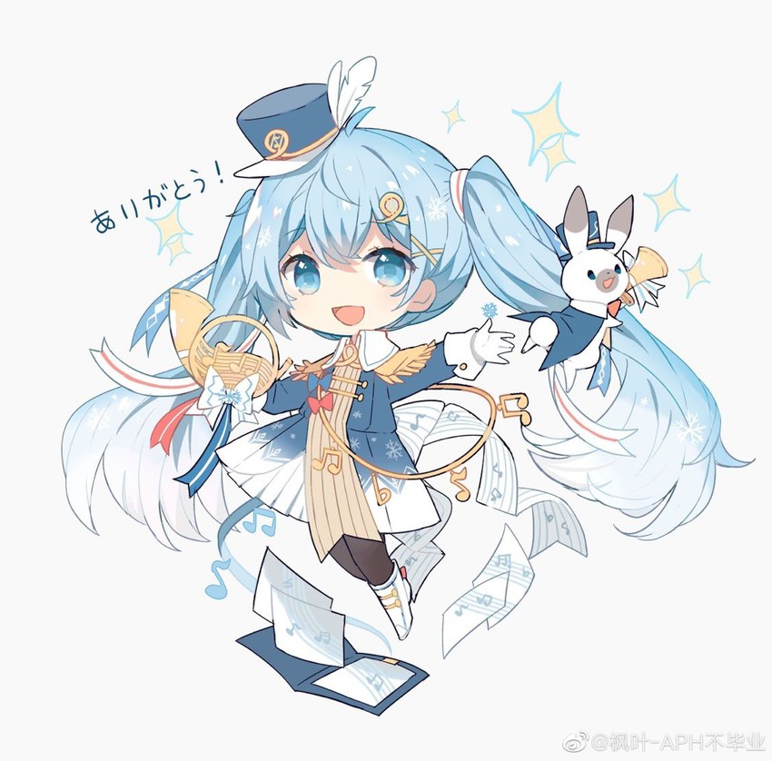 hatsune miku, yuki miku, and rabbit yukine (vocaloid) drawn by maple_(57675110)