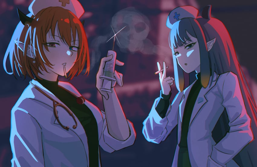 ninomae ina'nis and irys (hololive and 2 more) drawn by sumosumo