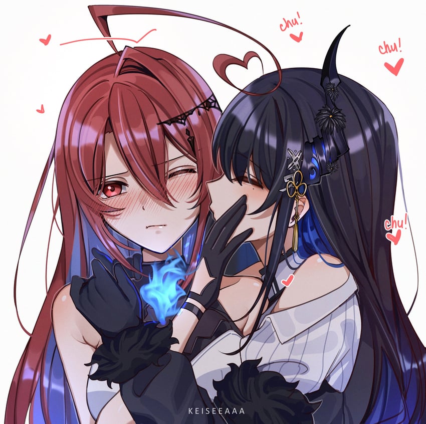 nerissa ravencroft and elizabeth rose bloodflame (hololive and 1 more) drawn by keisea