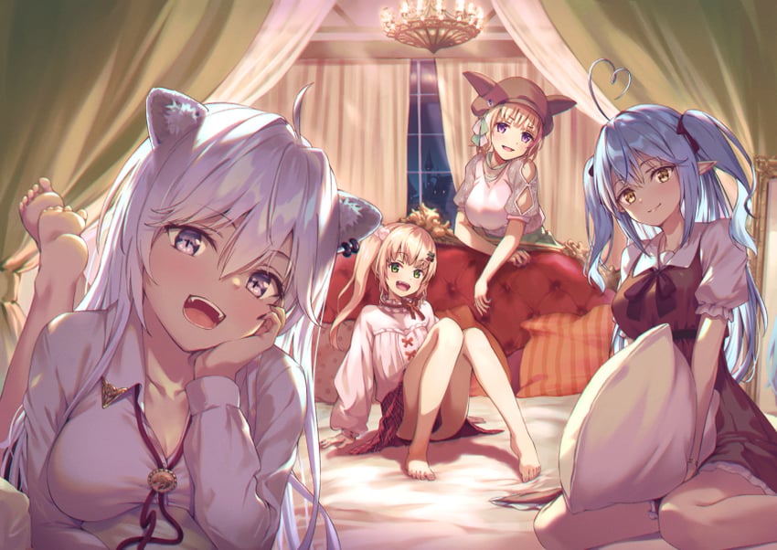 yukihana lamy, shishiro botan, omaru polka, and momosuzu nene (hololive) drawn by ouka_(ra-raradan)