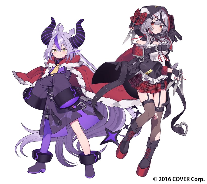 sakamata chloe and la+ darknesss (hololive and 1 more) drawn by miwasiba