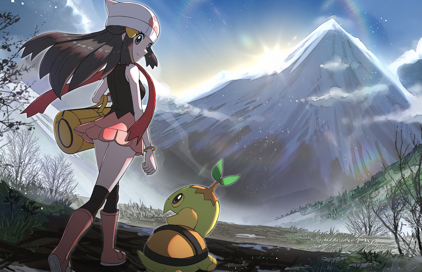 dawn and turtwig (pokemon and 1 more) drawn by gonzarez