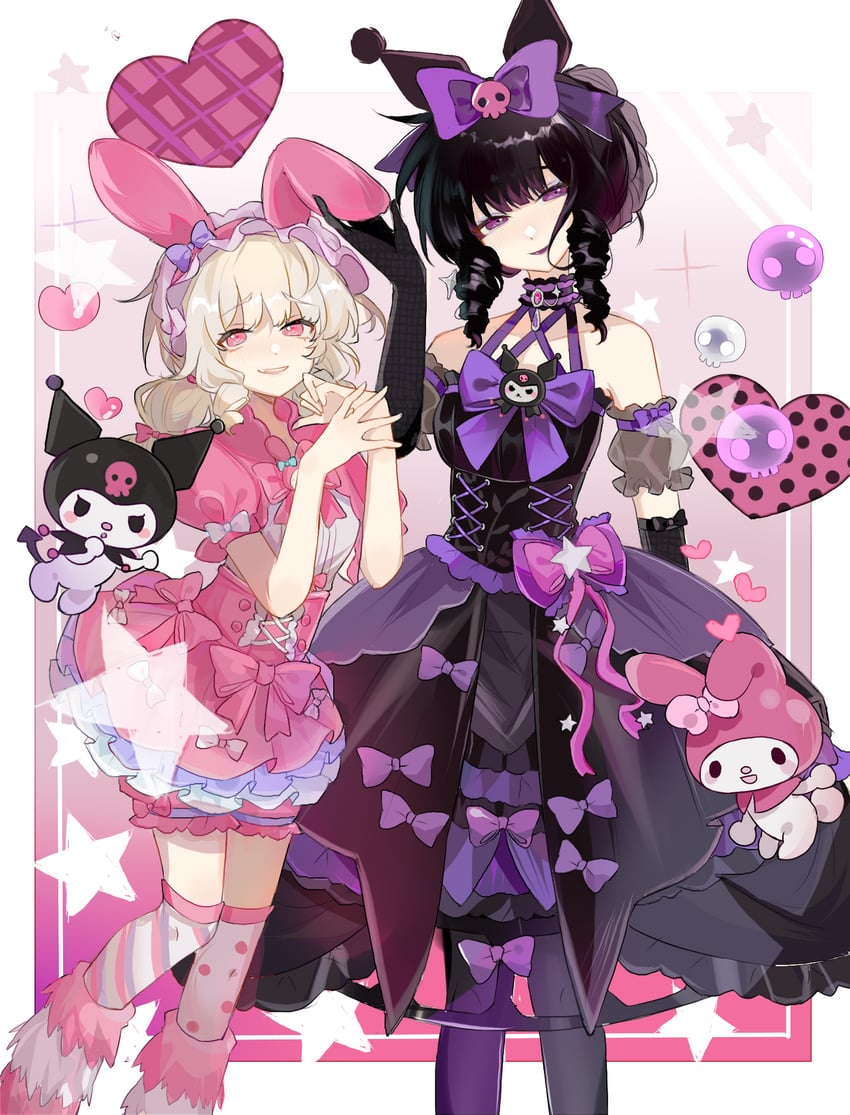 my melody, kuromi, mary, and lily barriere (sanrio and 2 more) drawn by zhizhi_(surri79797)