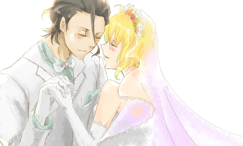 artoria pendragon, saber, and diarmuid ua duibhne (fate and 1 more) drawn by kiyonooooooo