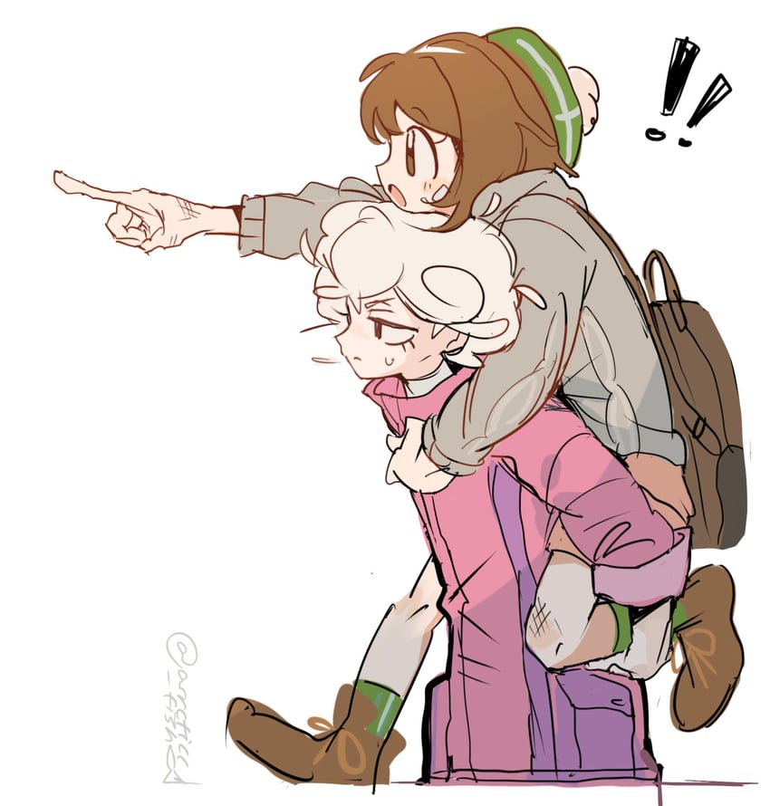 gloria and bede (pokemon and 1 more) drawn by arrcticc_fish