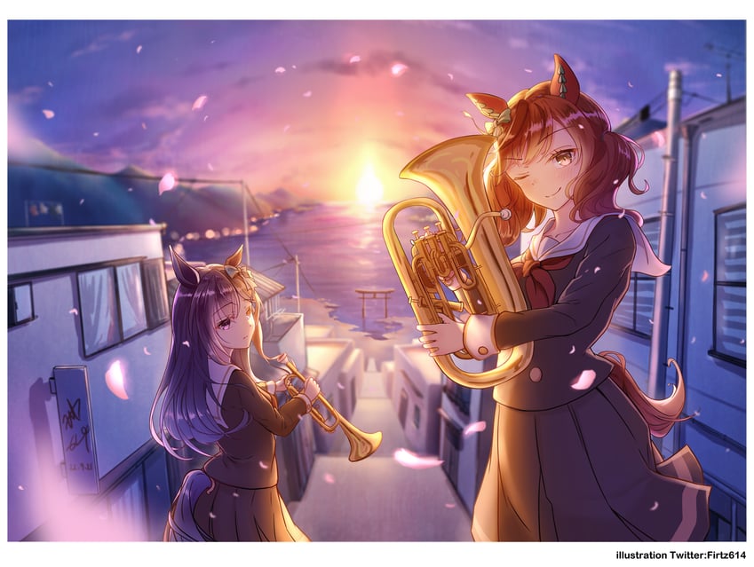 nice nature, oumae kumiko, kousaka reina, and mejiro dober (umamusume and 1 more) drawn by fritz614
