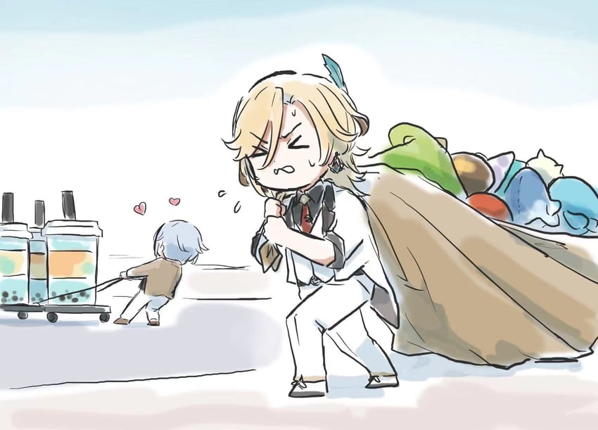 kaveh, kamisato ayato, and fungi (genshin impact and 1 more) drawn by xinzoruo