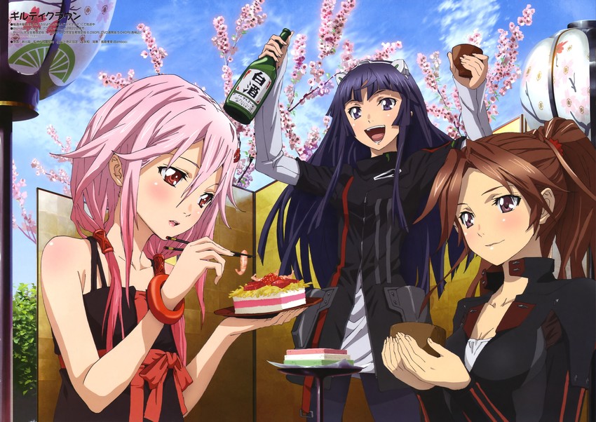 yuzuriha inori, tsugumi, and shinomiya ayase (guilty crown) drawn by shinkawa_ryuu