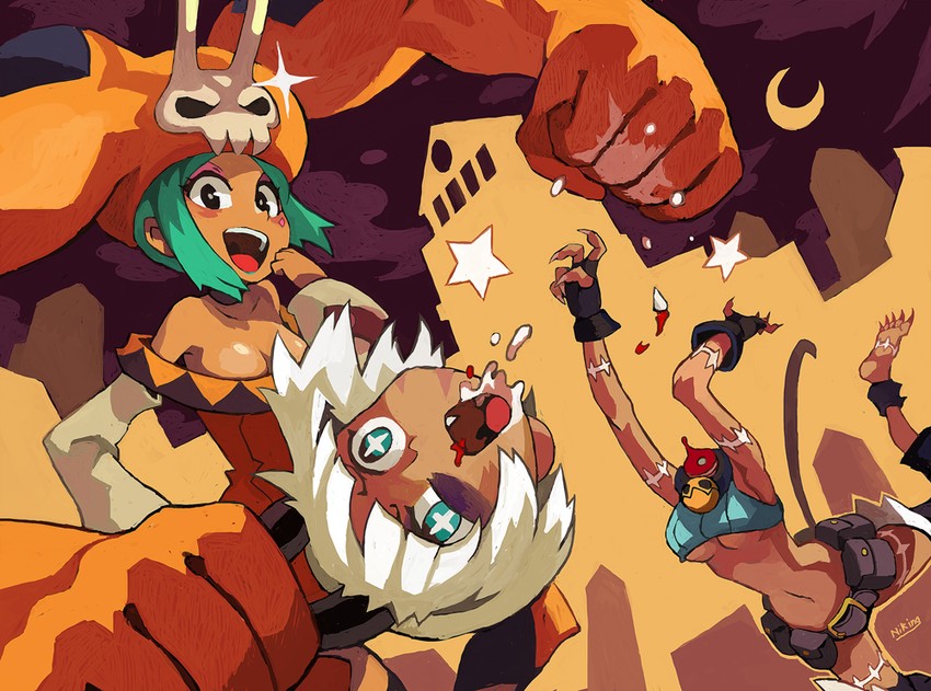 ms. fortune, cerebella, and vice-versa (skullgirls) drawn by niking