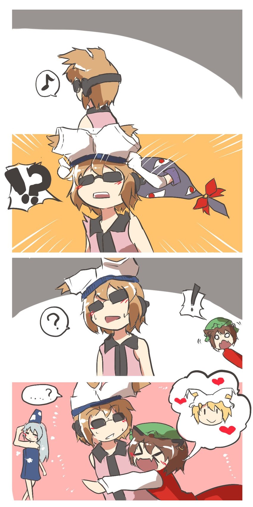 yakumo yukari, yakumo ran, chen, toyosatomimi no miko, and mononobe no futo (touhou) drawn by kapiten70