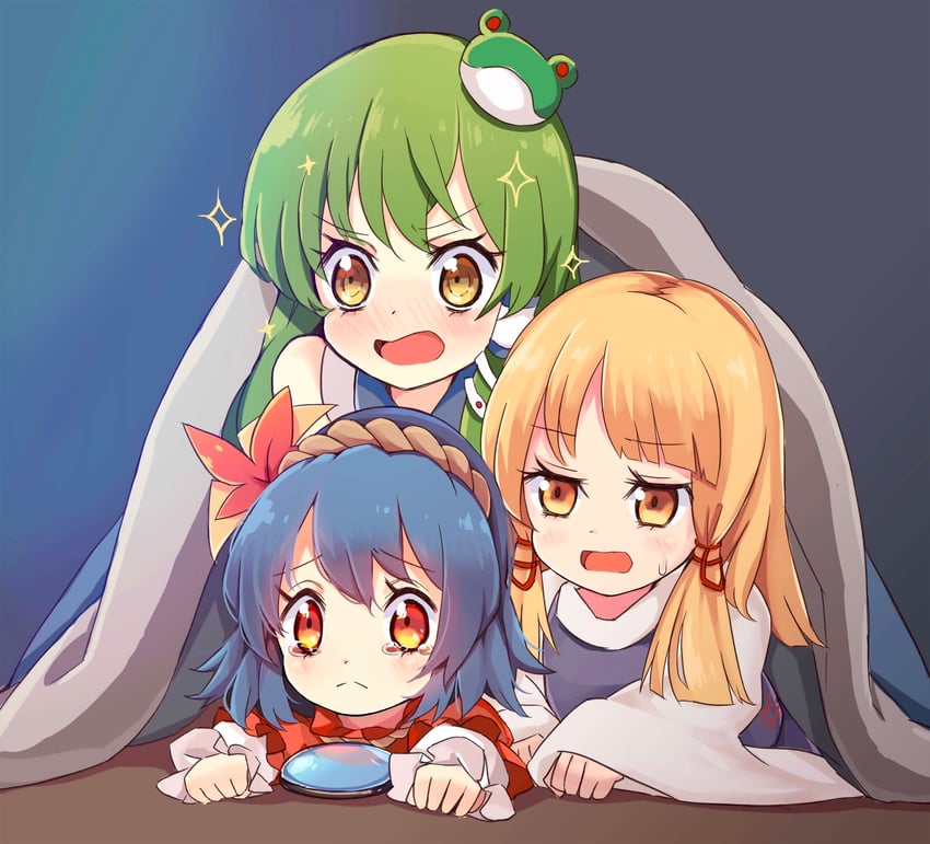 kochiya sanae, moriya suwako, and yasaka kanako (touhou) drawn by tatuhiro