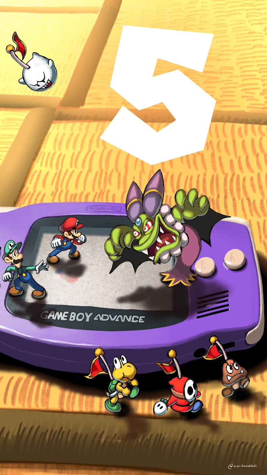 mario, luigi, boo, goomba, shy guy, and 6 more (mario and 2 more) drawn by maribou_(supermaribou)