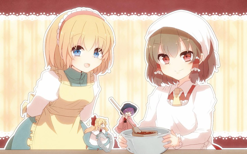 hakurei reimu, alice margatroid, shanghai doll, and sukuna shinmyoumaru (touhou) drawn by aoi_(annbi)