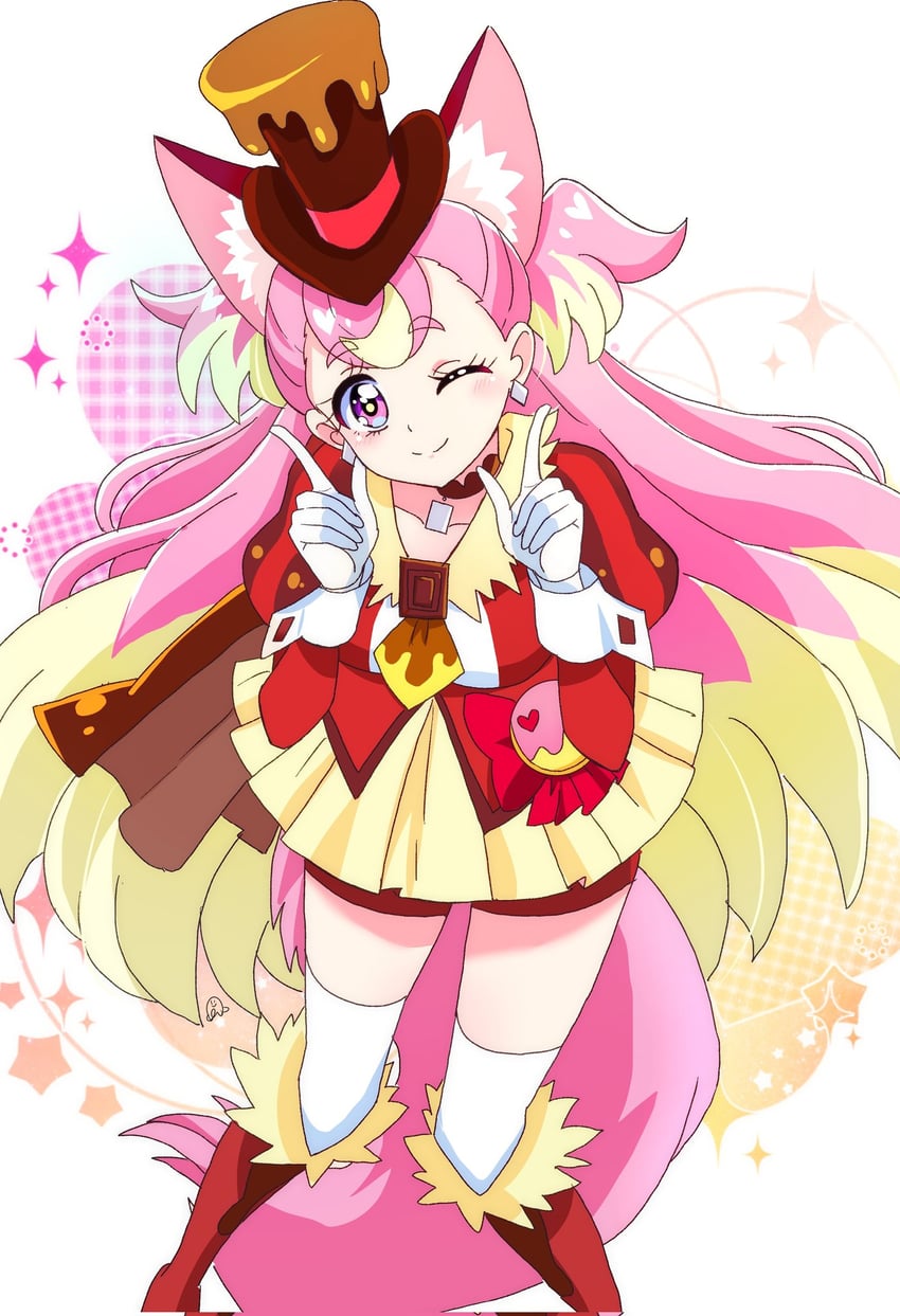 inukai komugi, cure wonderful, and cure chocolat (precure and 2 more) drawn by momotarouooi