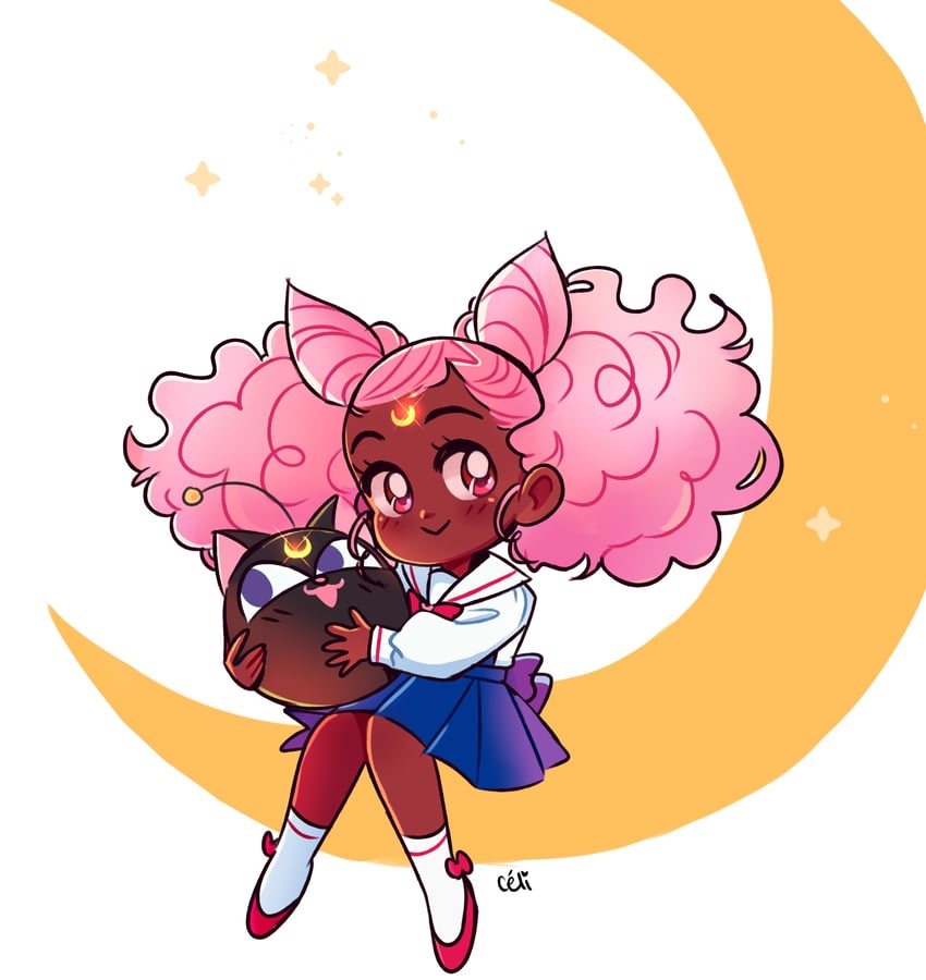 chibi usa and luna-p (bishoujo senshi sailor moon) drawn by pianta_celi
