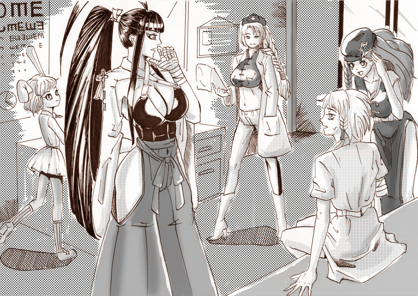 izayoi sakuya, hong meiling, inaba tewi, yagokoro eirin, and sendai hakurei no miko (original and 2 more) drawn by azibuda