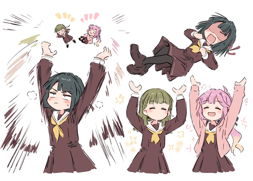 momose ginko, anyoji hime, and kachimachi kosuzu (love live! and 1 more) drawn by bullfalk