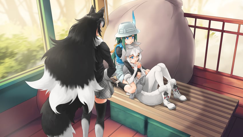 grey wolf, dog, and tomoe (kemono friends and 2 more) drawn by naka_(nicovideo14185763)