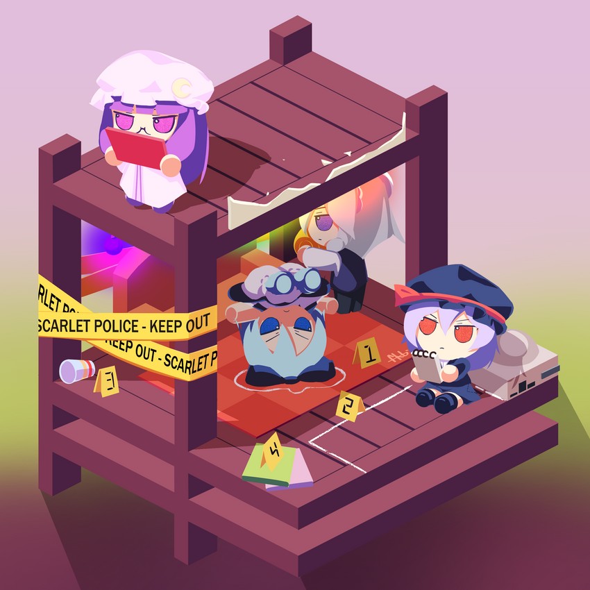 remilia scarlet, izayoi sakuya, cirno, and patchouli knowledge (touhou and 3 more) drawn by farrel_kb